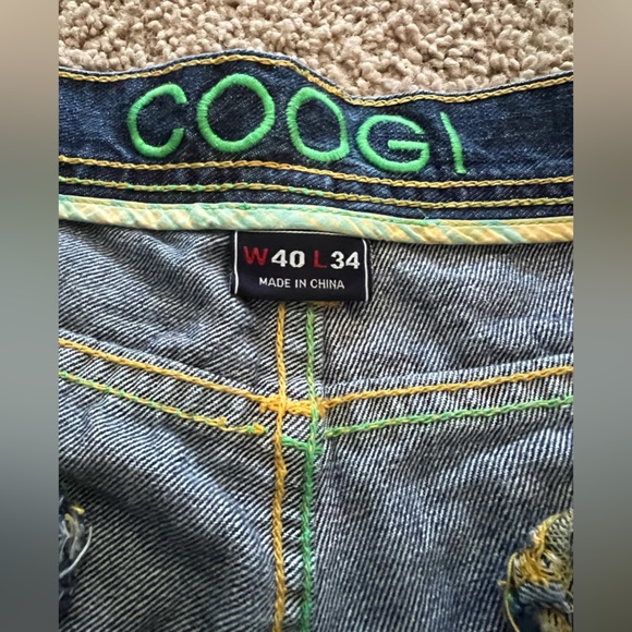 COOGI vintage button fly green embroidered pocket mens denim jeans size 40 x 34 - Picture 6 of 14